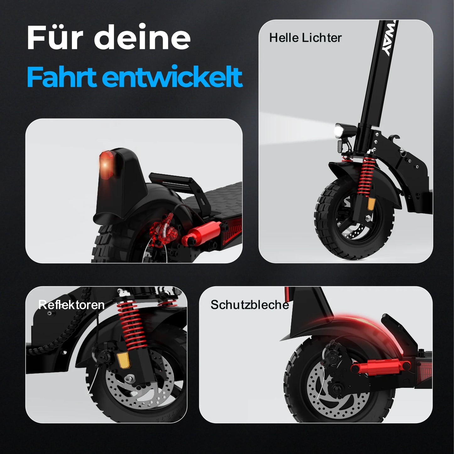 Hitway H9 PRO 48V 27Ah Batterie E‑Scooter mit ABE (Straßenzulassung)